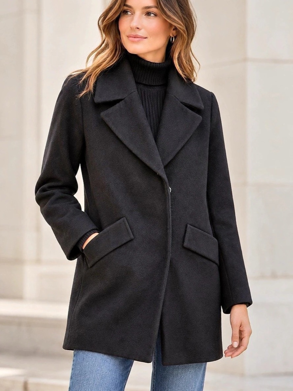 Marc New York Black Pea Coat Size 2 Like New